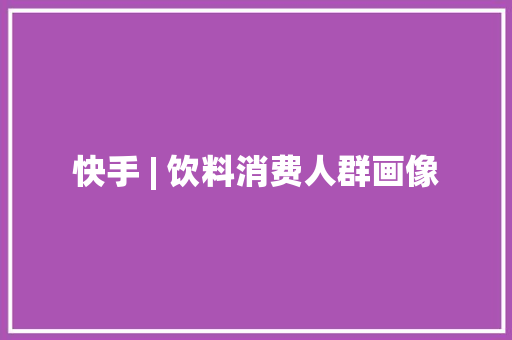 快手 | 饮料消费人群画像
