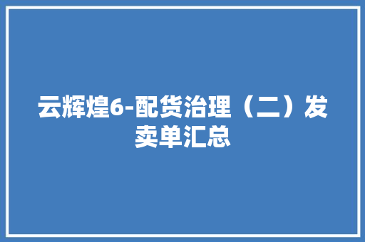 云辉煌6-配货治理（二）发卖单汇总