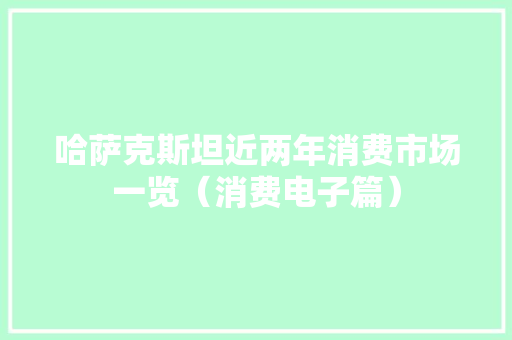哈萨克斯坦近两年消费市场一览（消费电子篇）