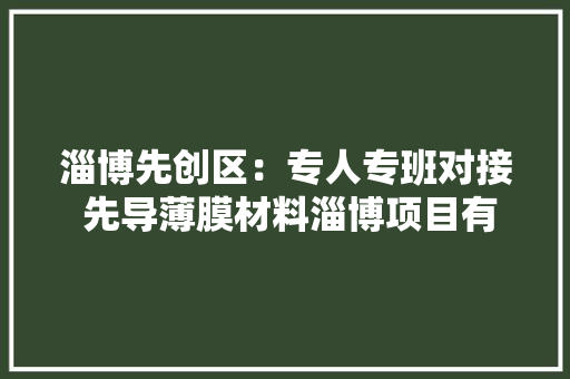 淄博先创区：专人专班对接 先导薄膜材料淄博项目有序持续推进