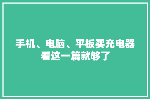 手机、电脑、平板买充电器看这一篇就够了