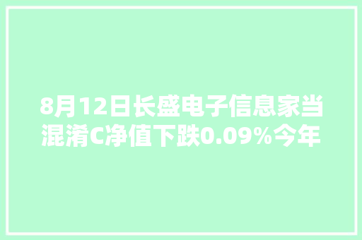 8月12日长盛电子信息家当混淆C净值下跌0.09%今年来累计下跌16.21%