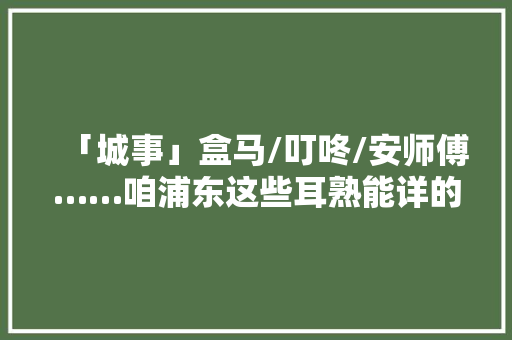 「城事」盒马/叮咚/安师傅……咱浦东这些耳熟能详的电商品牌有没有为你的生活带来便利？