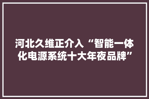 河北久维正介入“智能一体化电源系统十大年夜品牌”评选请投票！