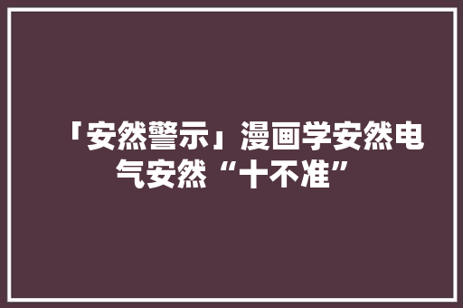 「安然警示」漫画学安然电气安然“十不准”