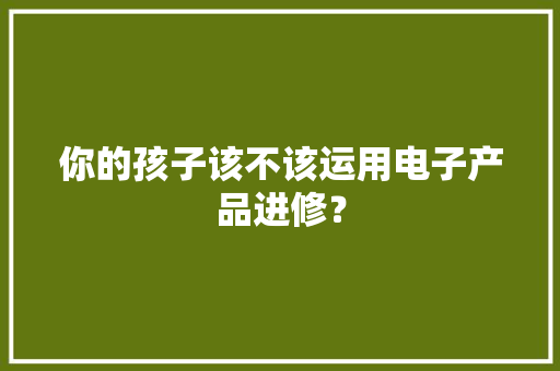 你的孩子该不该运用电子产品进修？