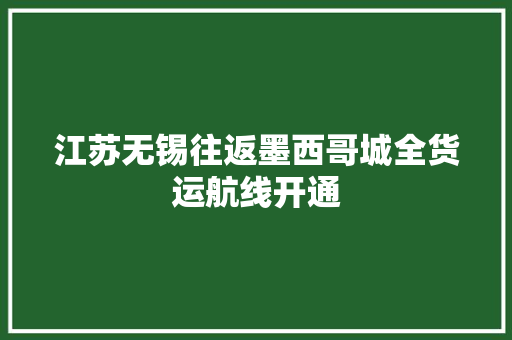 江苏无锡往返墨西哥城全货运航线开通 江苏无锡往返墨西哥城全货运航线开通 智能科技