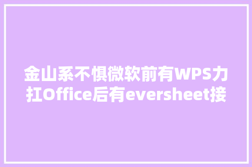 金山系不惧微软前有WPS力扛Office后有eversheet接力再战 金山系不惧微软前有WPS力扛Office后有eversheet接力再战 智能科技