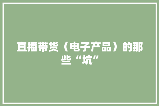 直播带货（电子产品）的那些“坑” 直播带货（电子产品）的那些“坑” 人工智能