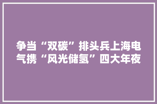 争当“双碳”排头兵上海电气携“风光储氢”四大年夜立异产品亮相碳博会 争当“双碳”排头兵上海电气携“风光储氢”四大年夜立异产品亮相碳博会 人工智能