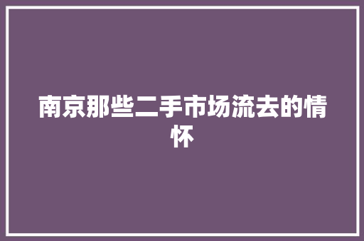 南京那些二手市场流去的情怀