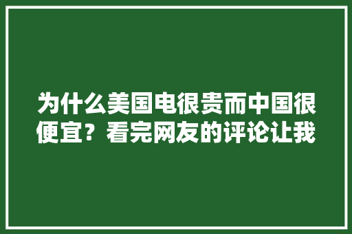 为什么美国电很贵而中国很便宜？看完网友的评论让我醍醐灌顶