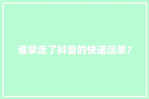 谁拿走了抖音的快递运单？