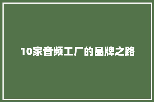 10家音频工厂的品牌之路