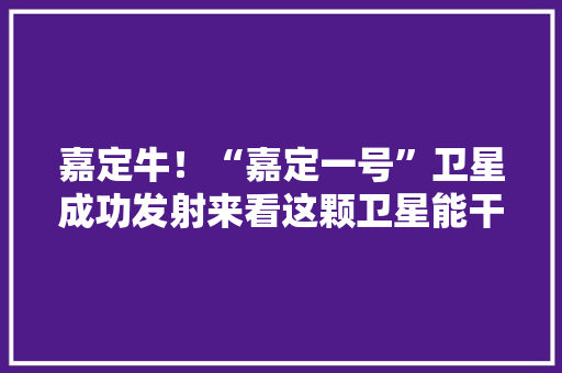 嘉定牛！“嘉定一号”卫星成功发射来看这颗卫星能干啥？ 嘉定牛！“嘉定一号”卫星成功发射来看这颗卫星能干啥？ 互联通信