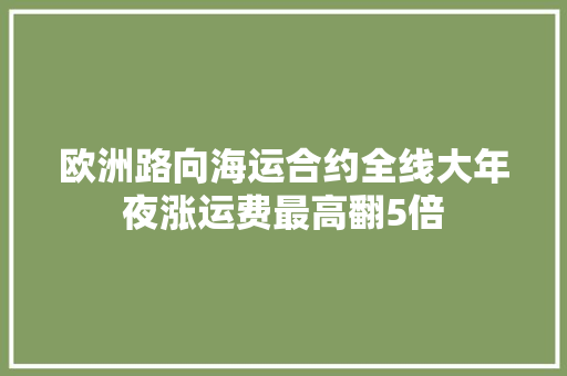 欧洲路向海运合约全线大年夜涨运费最高翻5倍