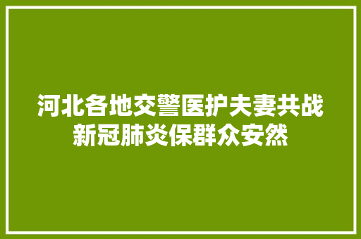 河北各地交警医护夫妻共战新冠肺炎保群众安然
