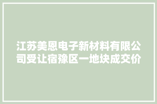 江苏美恩电子新材料有限公司受让宿豫区一地块成交价1234.18万元