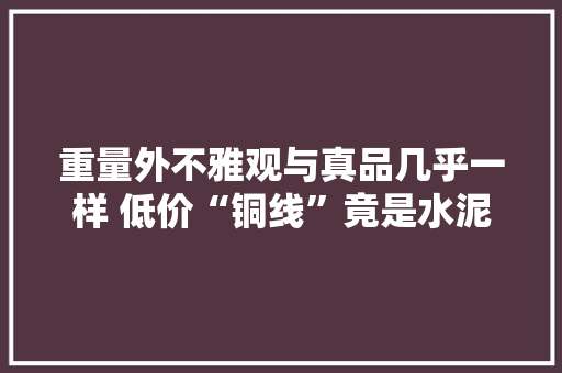 重量外不雅观与真品几乎一样 低价“铜线”竟是水泥做的