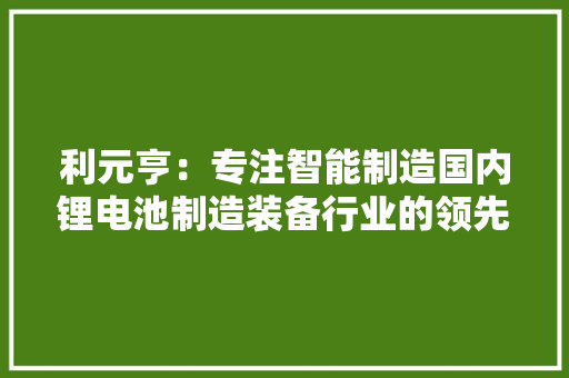 利元亨：专注智能制造国内锂电池制造装备行业的领先者 利元亨：专注智能制造国内锂电池制造装备行业的领先者 互联通信