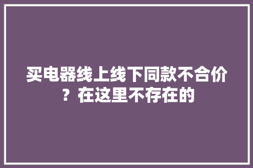 买电器线上线下同款不合价？在这里不存在的