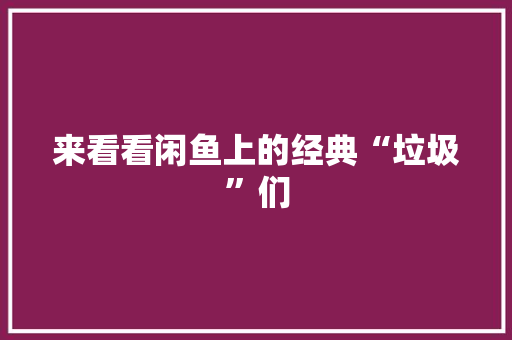 来看看闲鱼上的经典“垃圾”们
