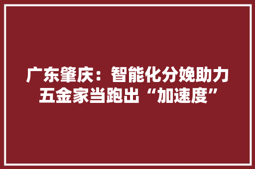 广东肇庆：智能化分娩助力五金家当跑出“加速度” 广东肇庆：智能化分娩助力五金家当跑出“加速度” 人工智能