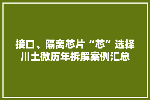 接口、隔离芯片“芯”选择川土微历年拆解案例汇总