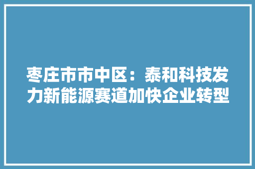 枣庄市市中区：泰和科技发力新能源赛道加快企业转型进级