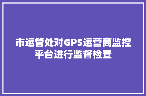 市运管处对GPS运营商监控平台进行监督检查