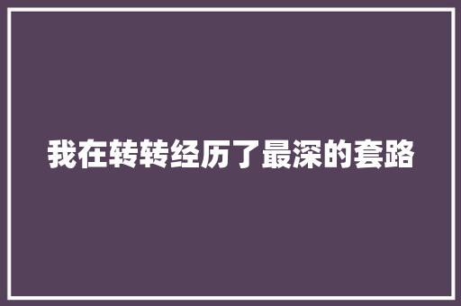我在转转经历了最深的套路
