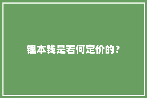 锂本钱是若何定价的？