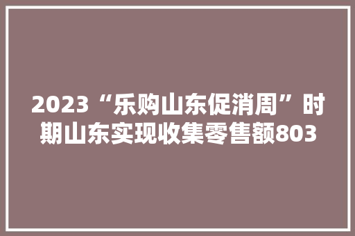 2023“乐购山东促消周”时期山东实现收集零售额803.1亿元同比增长33.1%