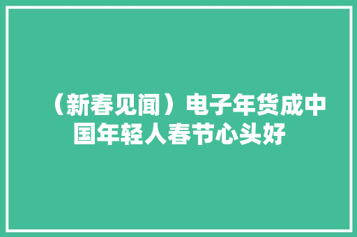 （新春见闻）电子年货成中国年轻人春节心头好