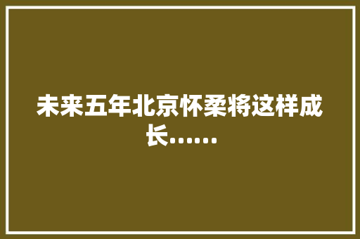 未来五年北京怀柔将这样成长…… 未来五年北京怀柔将这样成长…… 人工智能