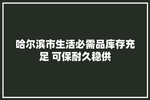 哈尔滨市生活必需品库存充足 可保耐久稳供 哈尔滨市生活必需品库存充足 可保耐久稳供 智能科技