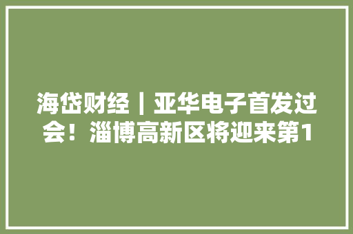 海岱财经｜亚华电子首发过会！淄博高新区将迎来第10家上市公司