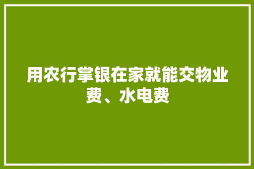 用农行掌银在家就能交物业费、水电费