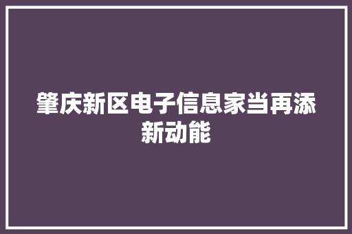 肇庆新区电子信息家当再添新动能