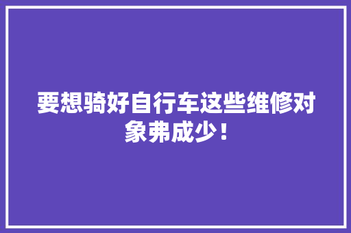 要想骑好自行车这些维修对象弗成少！