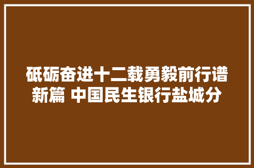 砥砺奋进十二载勇毅前行谱新篇 中国民生银行盐城分行成立12周年