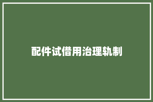 配件试借用治理轨制 配件试借用治理轨制 智能家居