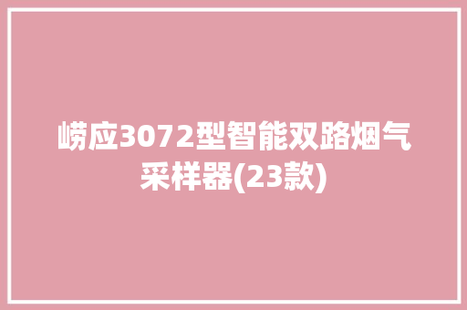 崂应3072型智能双路烟气采样器(23款)