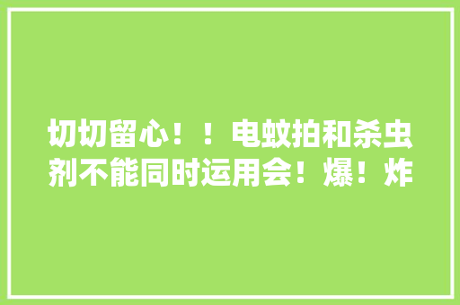 切切留心！！电蚊拍和杀虫剂不能同时运用会！爆！炸