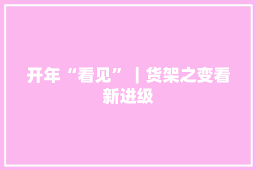 开年“看见”｜货架之变看新进级