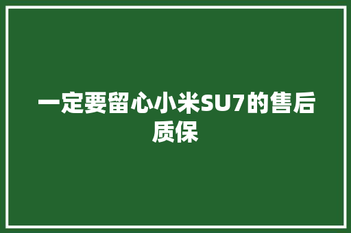 一定要留心小米SU7的售后质保 一定要留心小米SU7的售后质保 人工智能