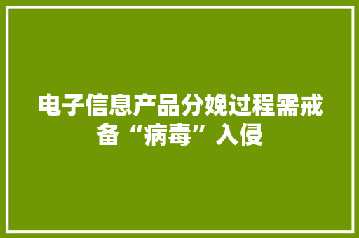 电子信息产品分娩过程需戒备“病毒”入侵 电子信息产品分娩过程需戒备“病毒”入侵 智能家居