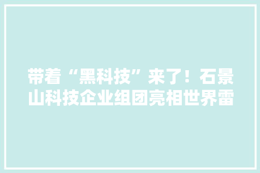 带着“黑科技”来了！石景山科技企业组团亮相世界雷达博览会！
