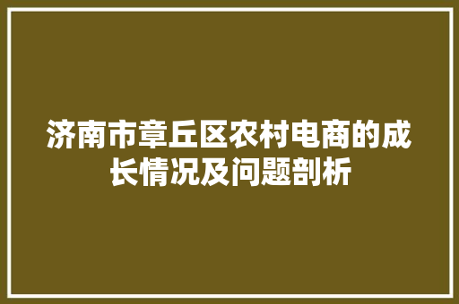 济南市章丘区农村电商的成长情况及问题剖析 济南市章丘区农村电商的成长情况及问题剖析 人工智能