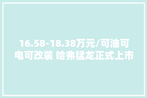 16.58-18.38万元/可油可电可改装 哈弗猛龙正式上市